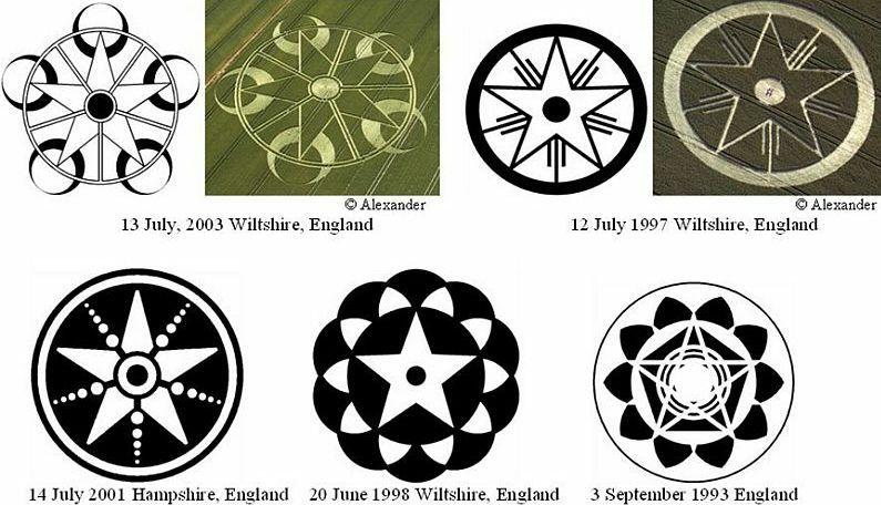 Círculos de las cosechas con pentágonos